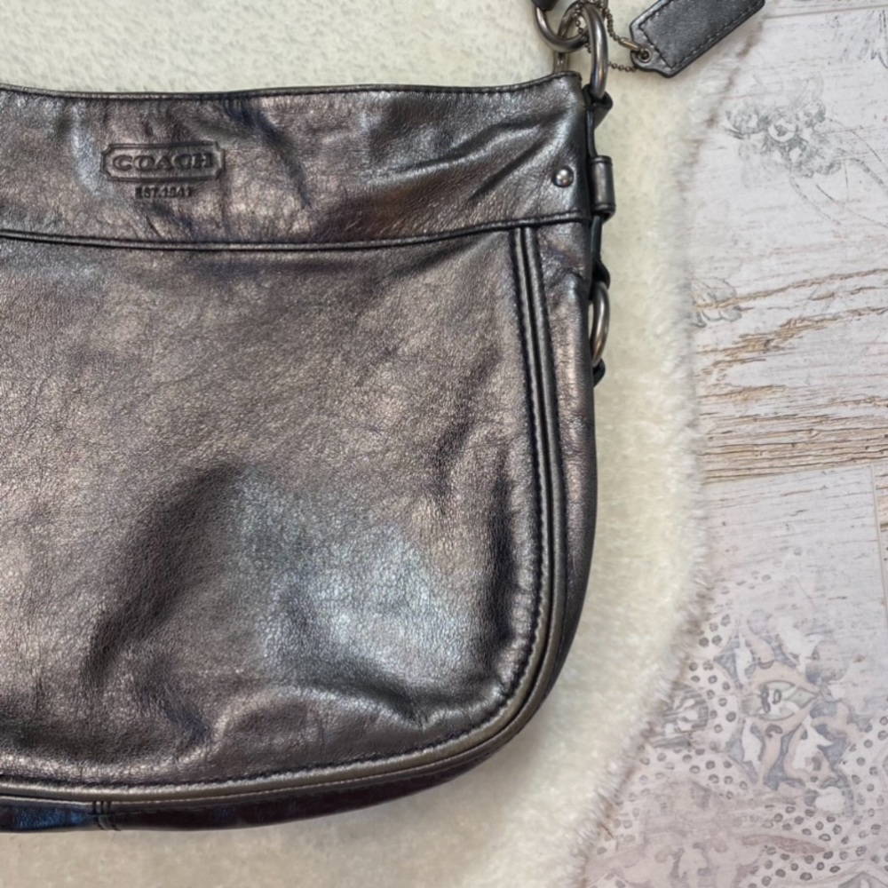 Coach Metallic Silver Crossbody Purse - Picture 3 of 15